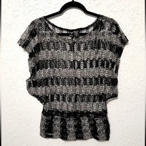 Windsor Black White Sheer Netted Top Woven Sleeveless Blouse Shirt Juniors Sz L